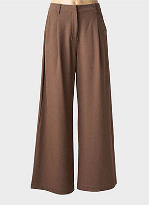 Pantalon large taille à pinces taille haute marron SUNCOO femme