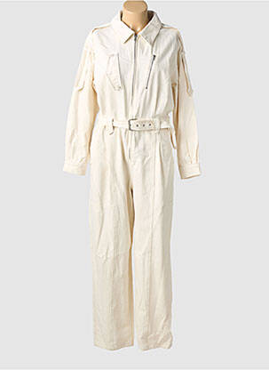 Combi-pantalon col chemisier manches longues beige SUNCOO femme