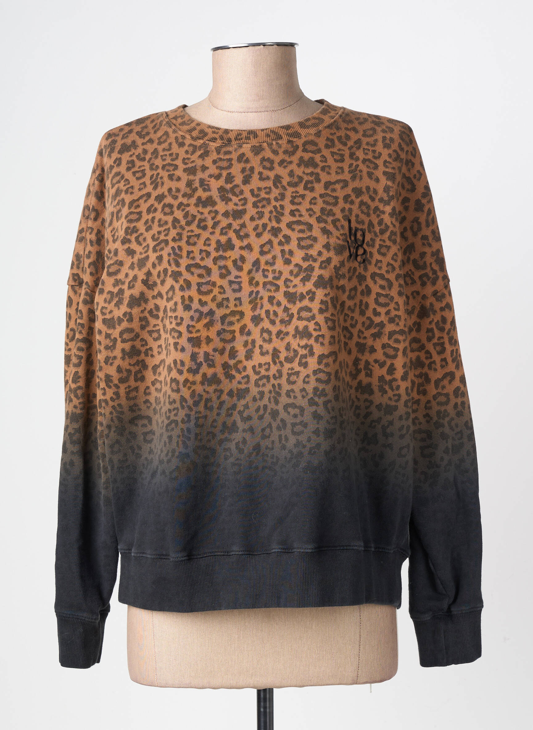 Sweat-shirt stretch manches longues marron FIVE femme