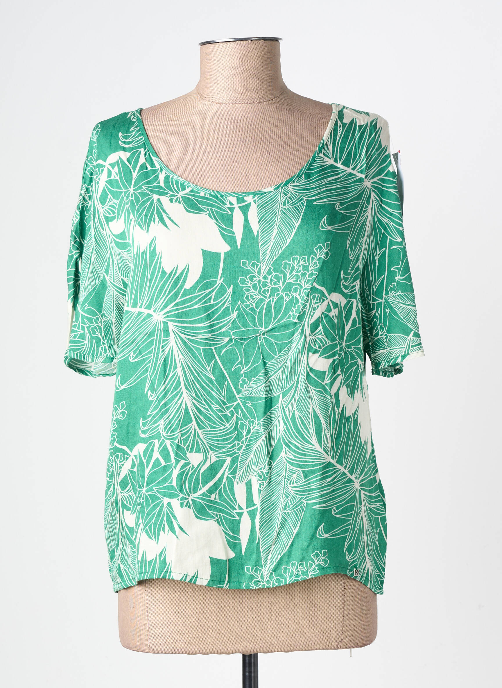 Blouse imprimé fleurs manches courtes vert KOCCA femme