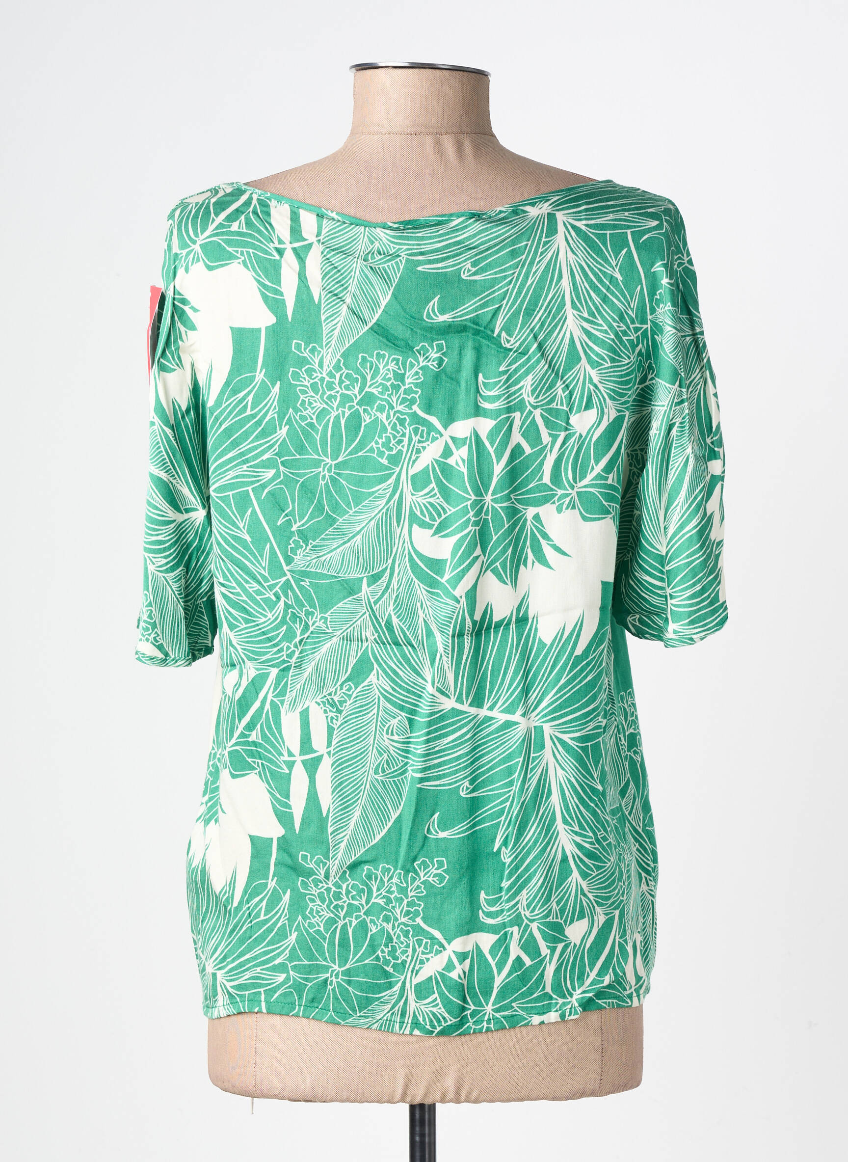 Blouse imprimé fleurs manches courtes vert KOCCA femme
