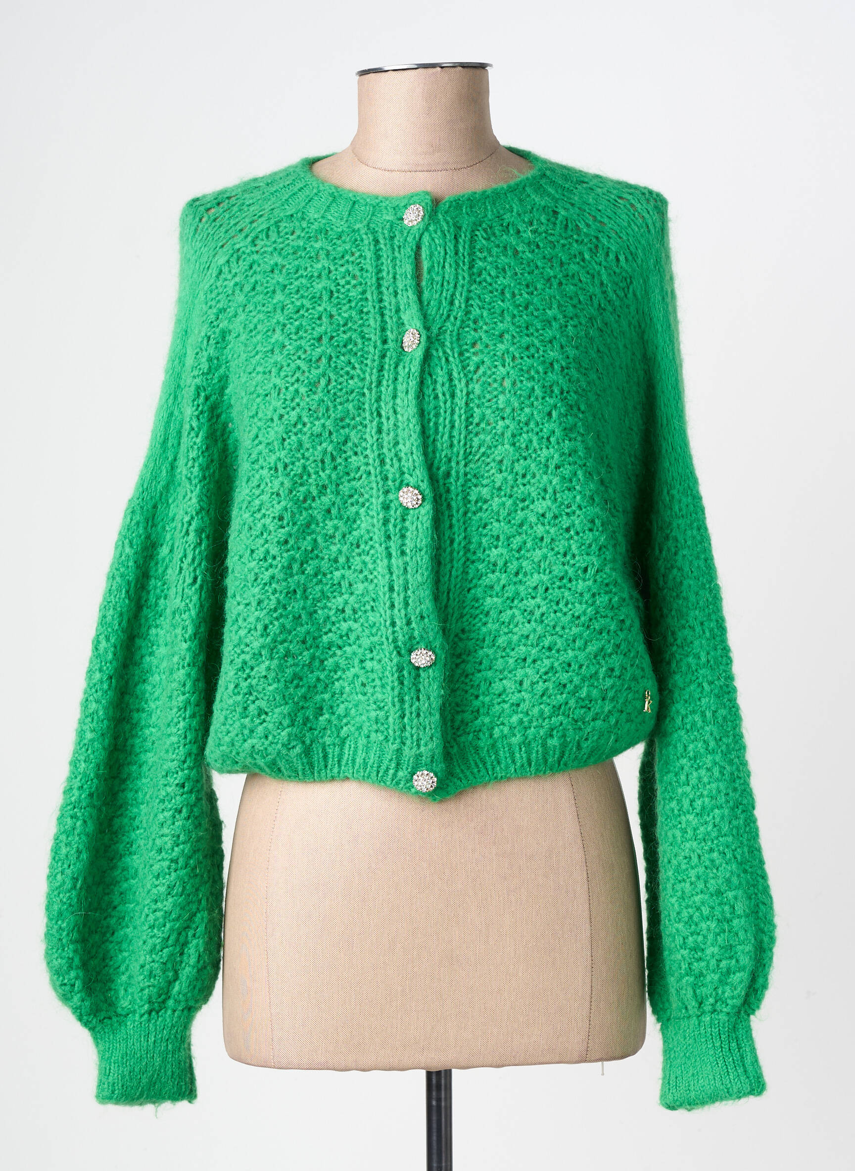 Gilet manches longues col rond vert KOCCA femme