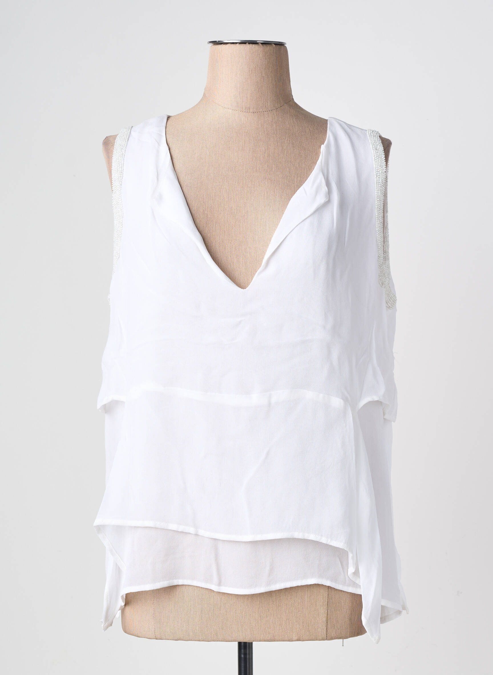 Top coupe fluide sans manche blanc EVA KAYAN femme