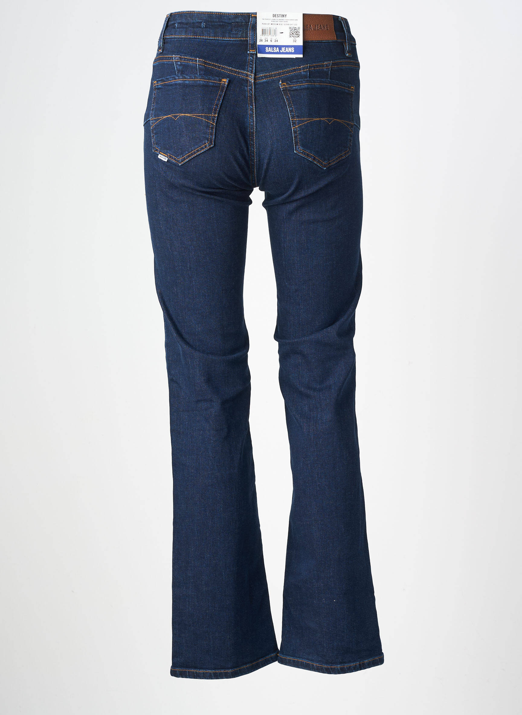 Jeans coupe droite stretch taille normale bleu SALSA femme