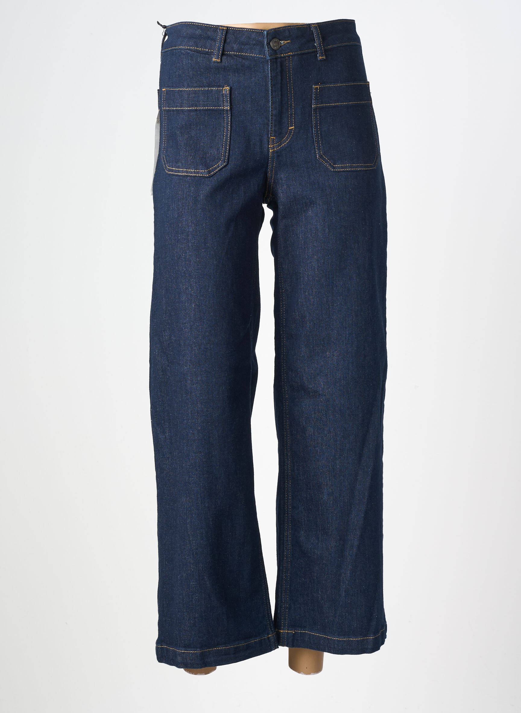 Jeans coupe large stretch taille haute bleu FIVE femme