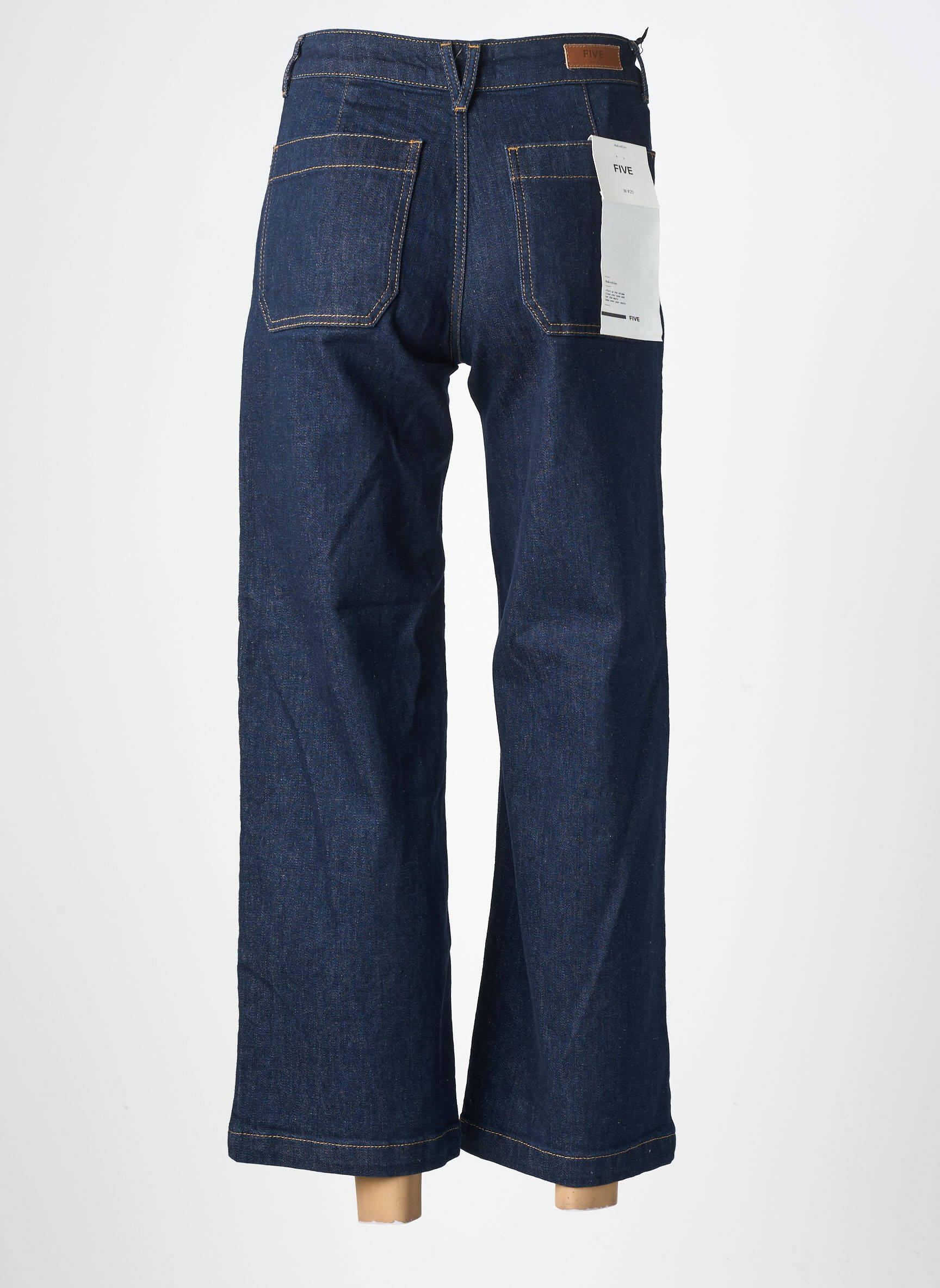 Jeans coupe large stretch taille haute bleu FIVE femme