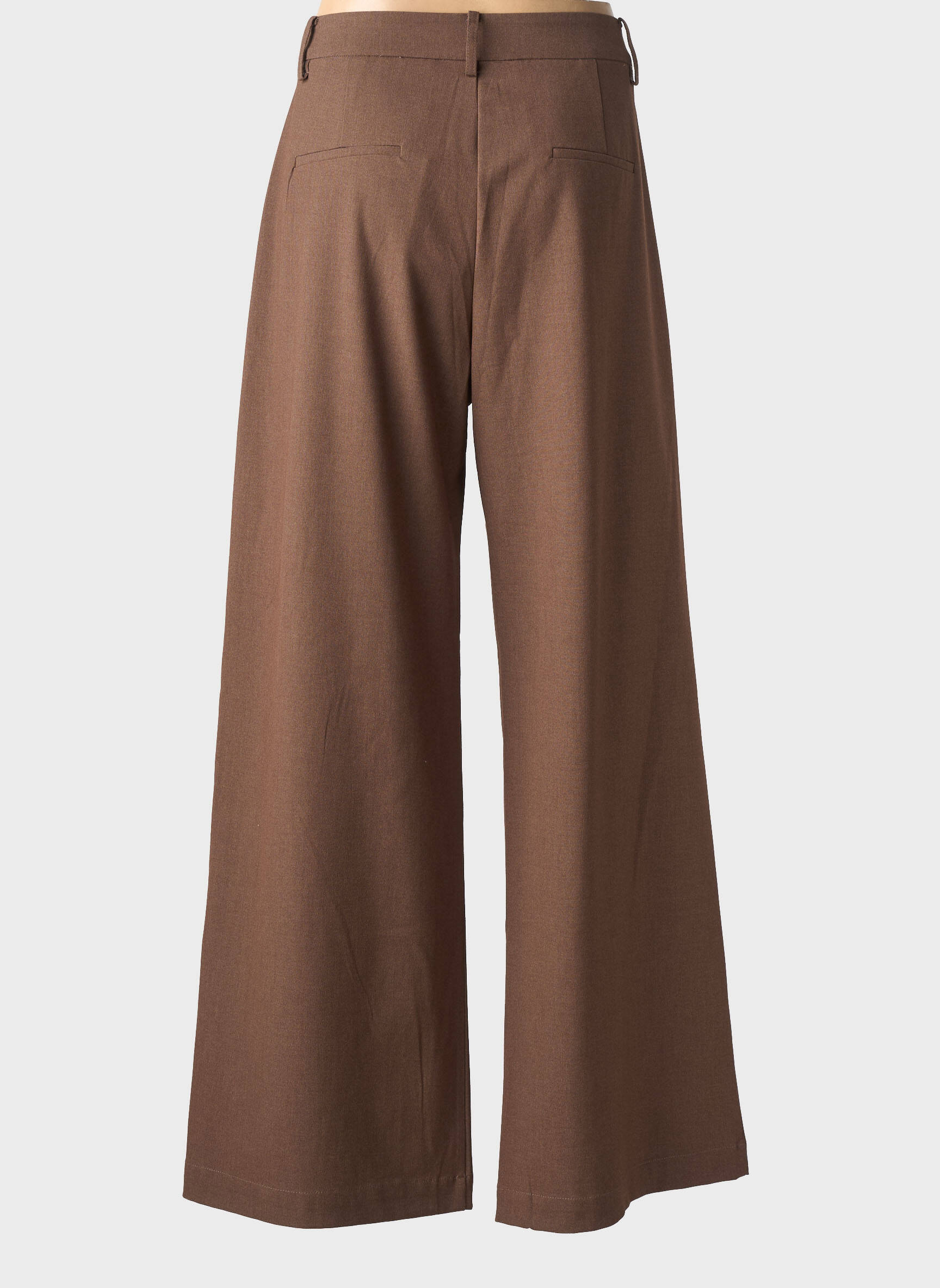 Pantalon large taille à pinces taille haute marron SUNCOO femme