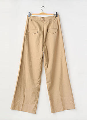 Pantalon large tissage popeline taille haute marron ZARA femme