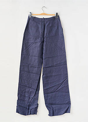 Pantalon large tissage crêpe taille haute bleu FACETTES STUDIO femme