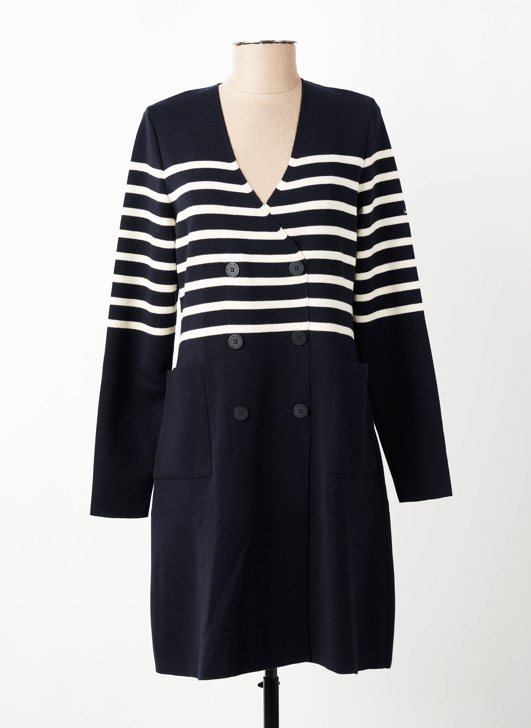 Robe mi-longue manches longues manches longues bleu SAINT JAMES femme