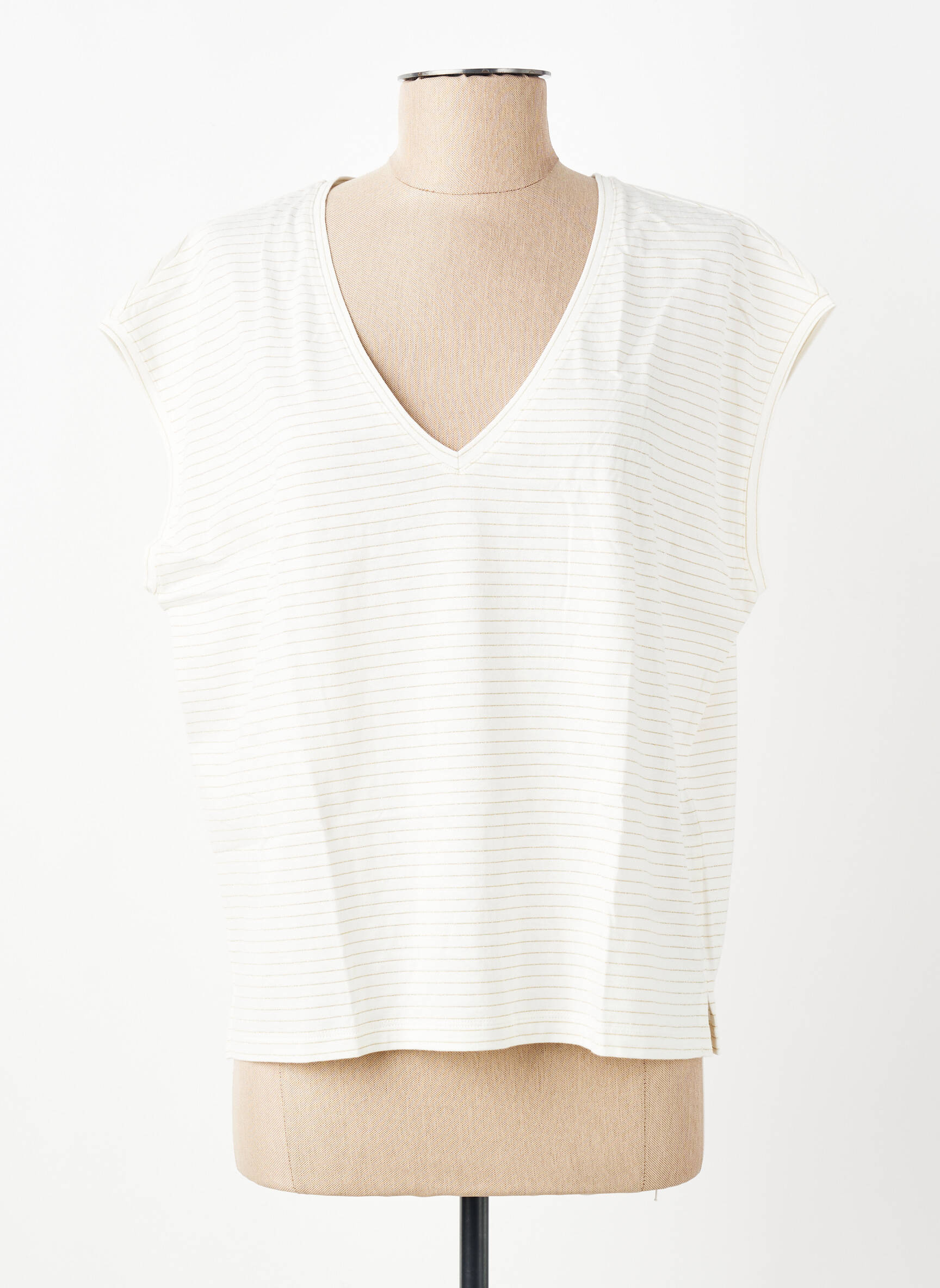T-shirt coupe droite manches courtes beige LA FEE MARABOUTEE femme