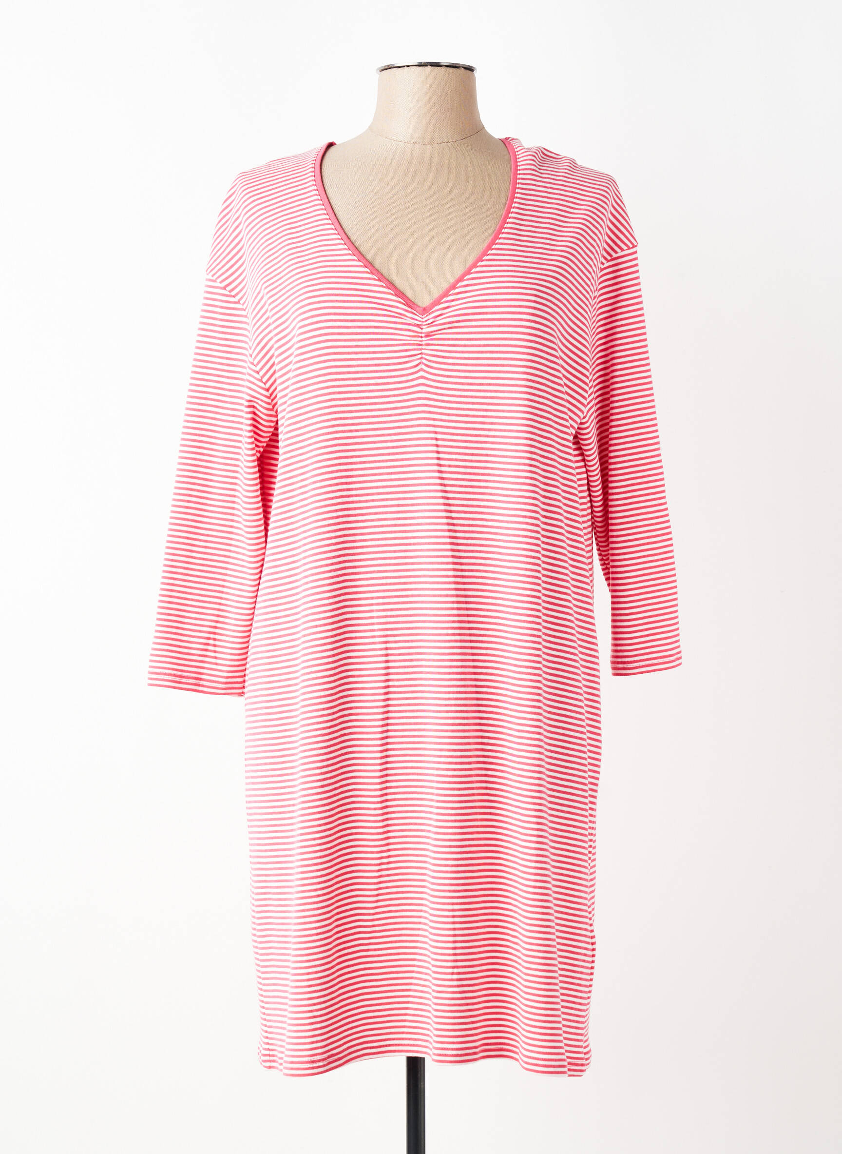 Chemise de nuit imprimé rayures rouge ARMOR LUX femme