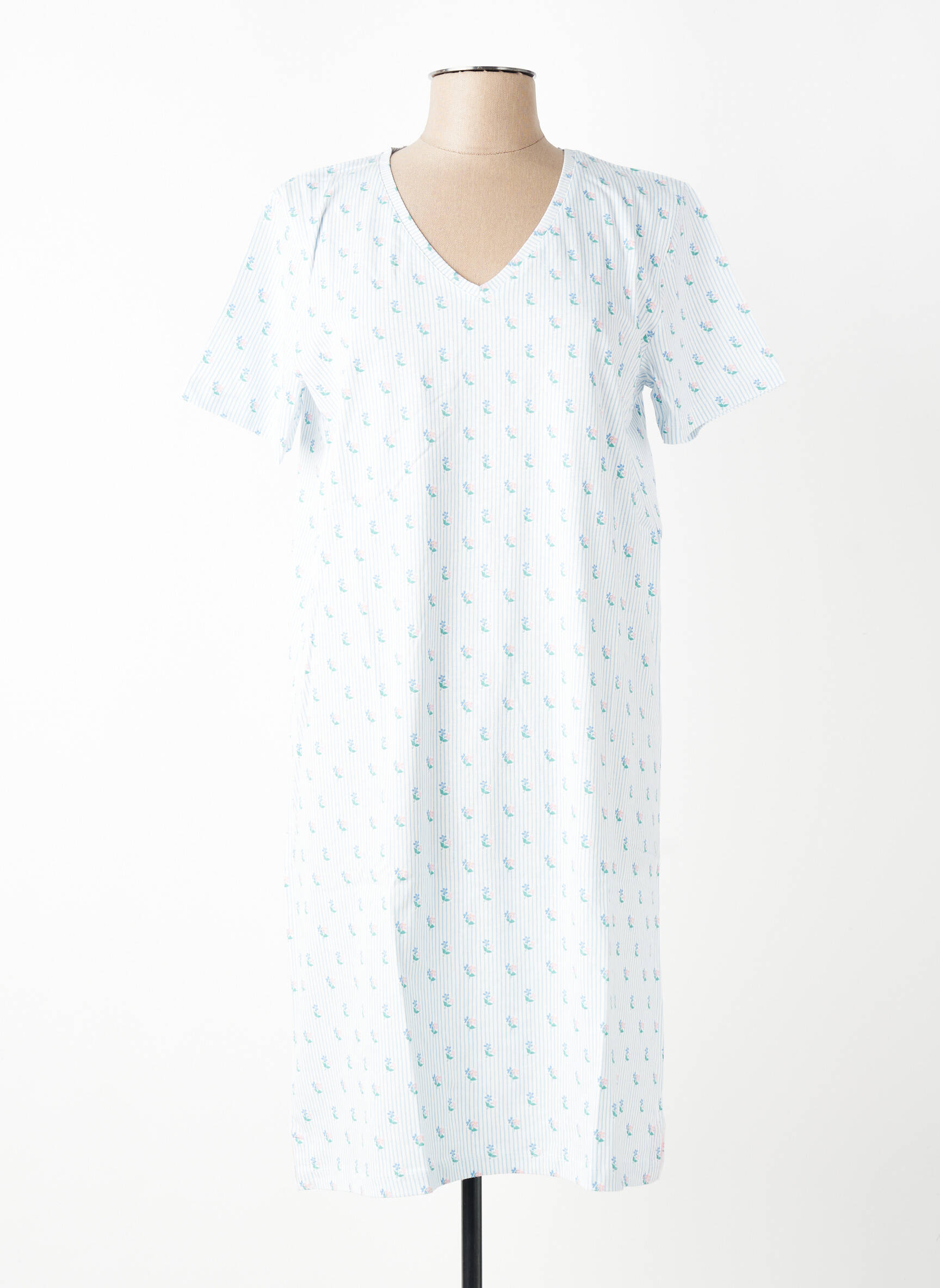 Chemise de nuit imprimé rayures bleu ARMOR LUX femme