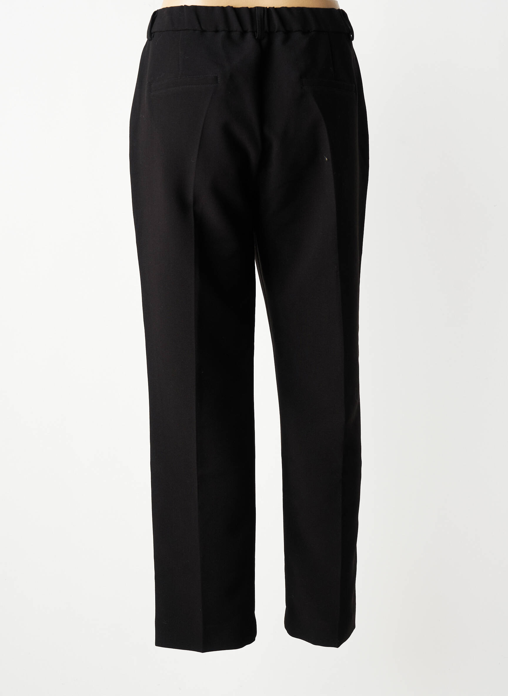 Pantalon droit tissage crêpe taille normale noir SIGNE NATURE femme