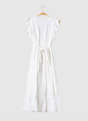 Robe longue manches courtes manches courtes blanc MAJORELLE femme