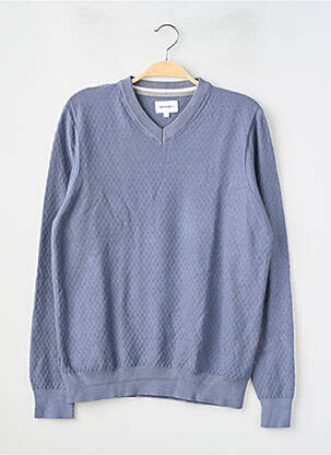 Pull col v manches longues bleu DEVRED homme
