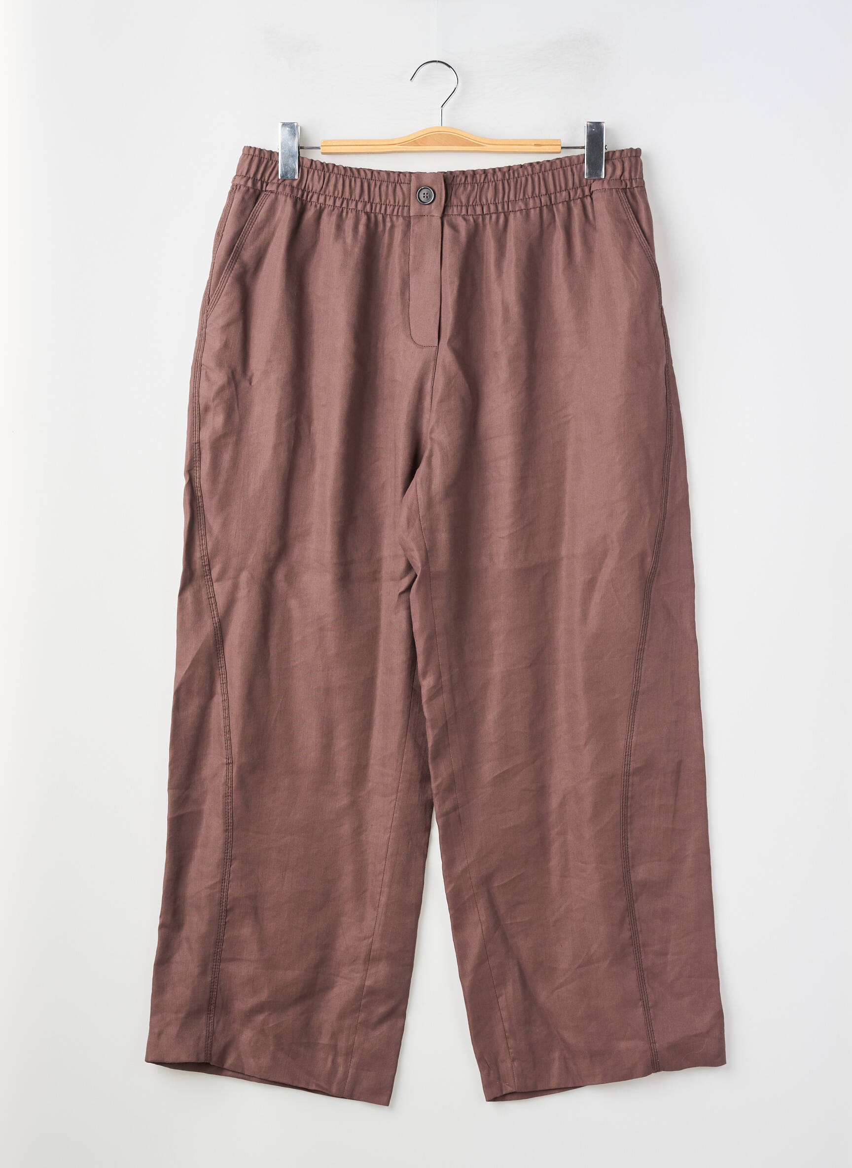 Pantalon 7/8 taille élastique taille normale marron ZARA femme
