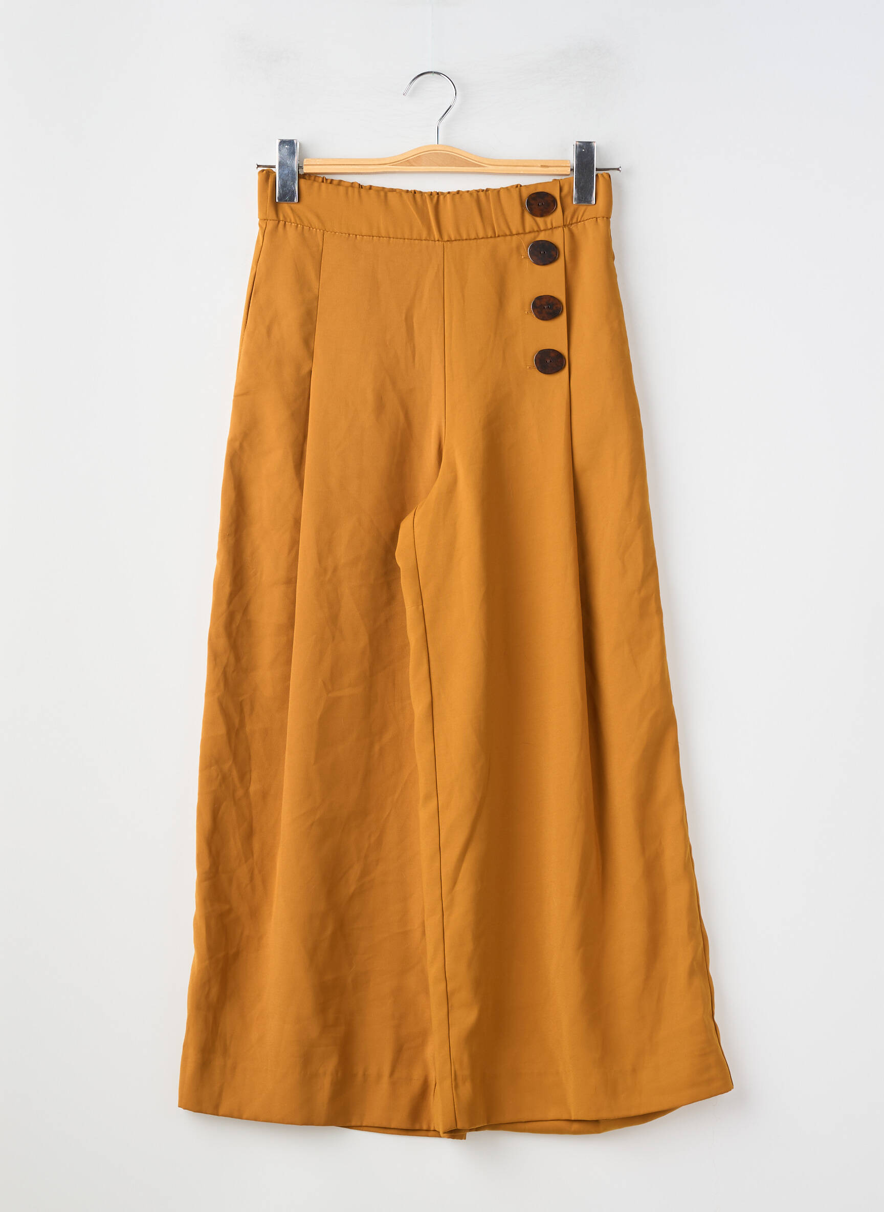 Pantalon 7/8 taille haute taille haute jaune ZARA femme