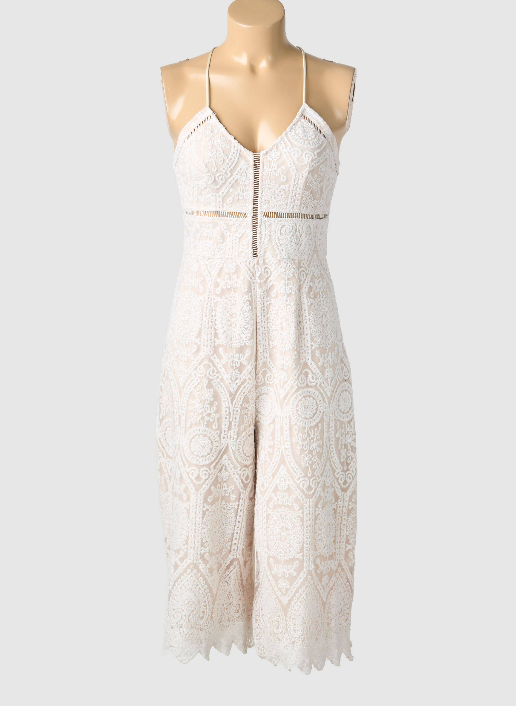 Combi-pantalon fermeture zippée au dos fines bretelles beige MISSGUIDED femme
