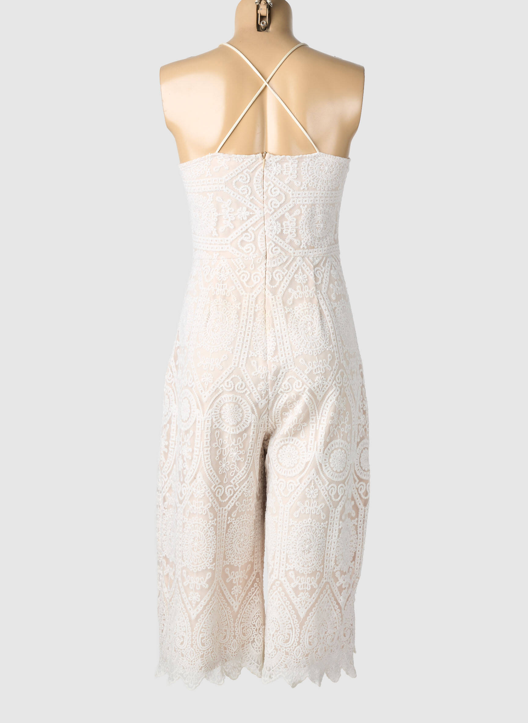 Combi-pantalon fermeture zippée au dos fines bretelles beige MISSGUIDED femme