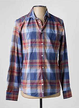 Chemise manches longues imprimé écossais bleu RECYCLED ART WORLD homme