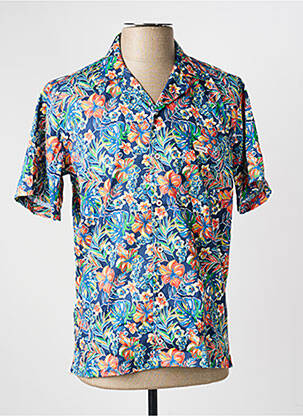 Chemise manches courtes col tailleur bleu THE SURFCAR homme