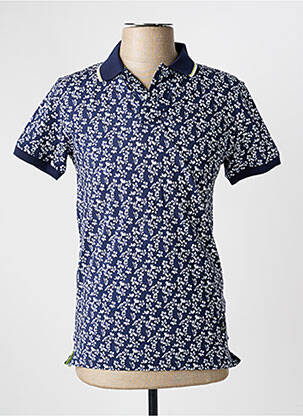 Polo tissage jersey manches courtes bleu RECYCLED ART WORLD homme