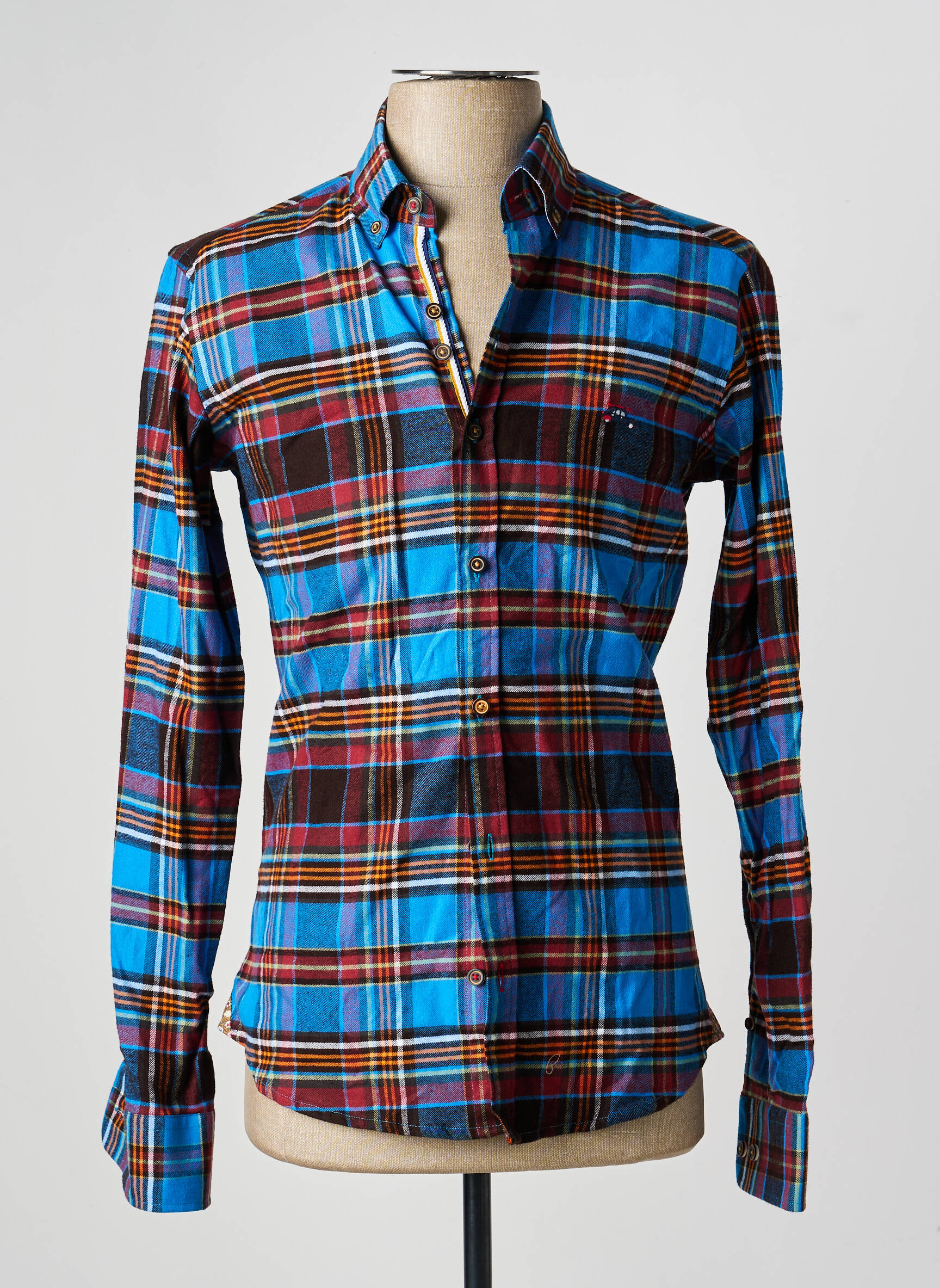 Chemise manches longues imprimé écossais bleu THE SURFCAR homme
