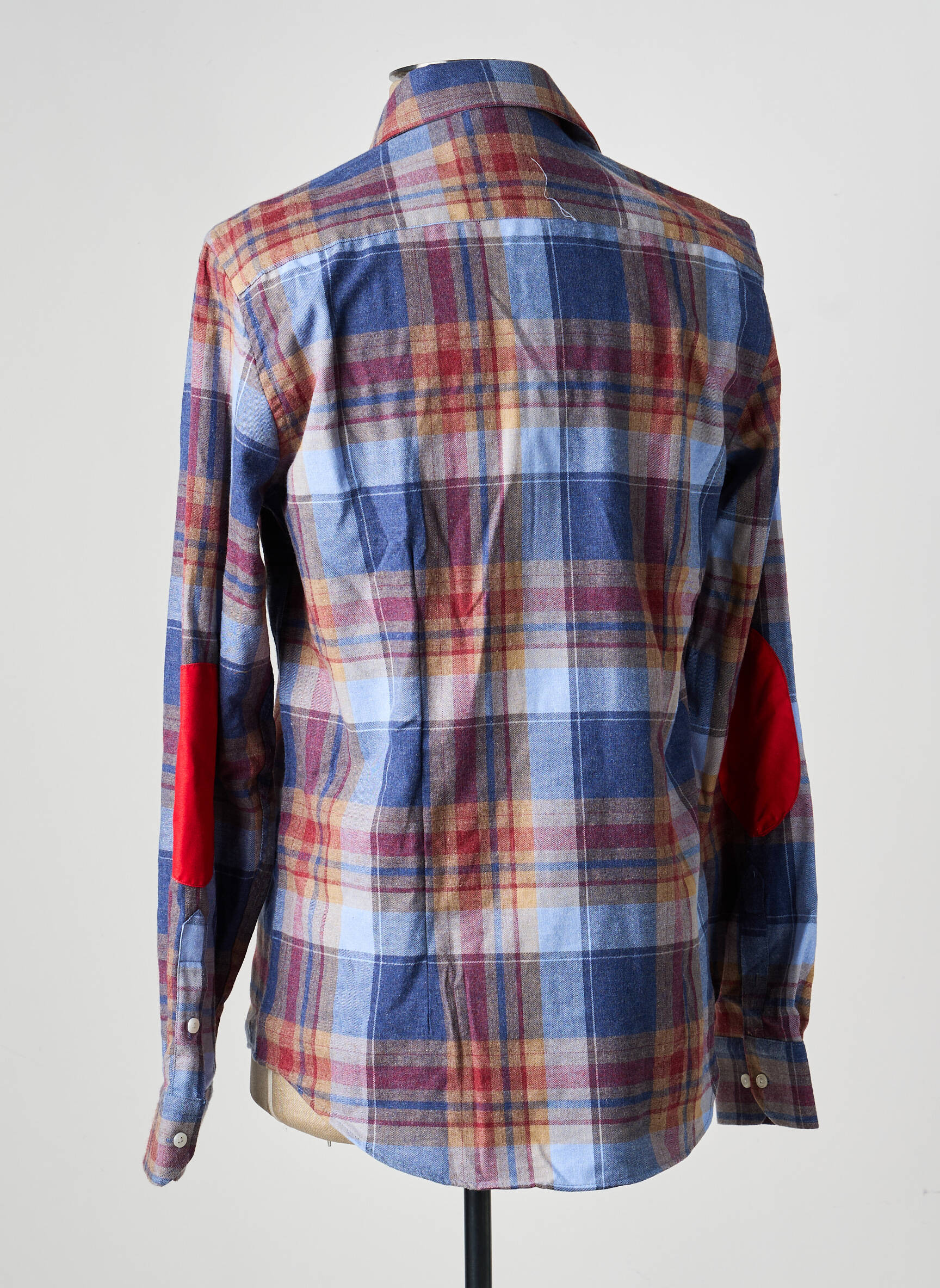 Chemise manches longues imprimé écossais bleu RECYCLED ART WORLD homme