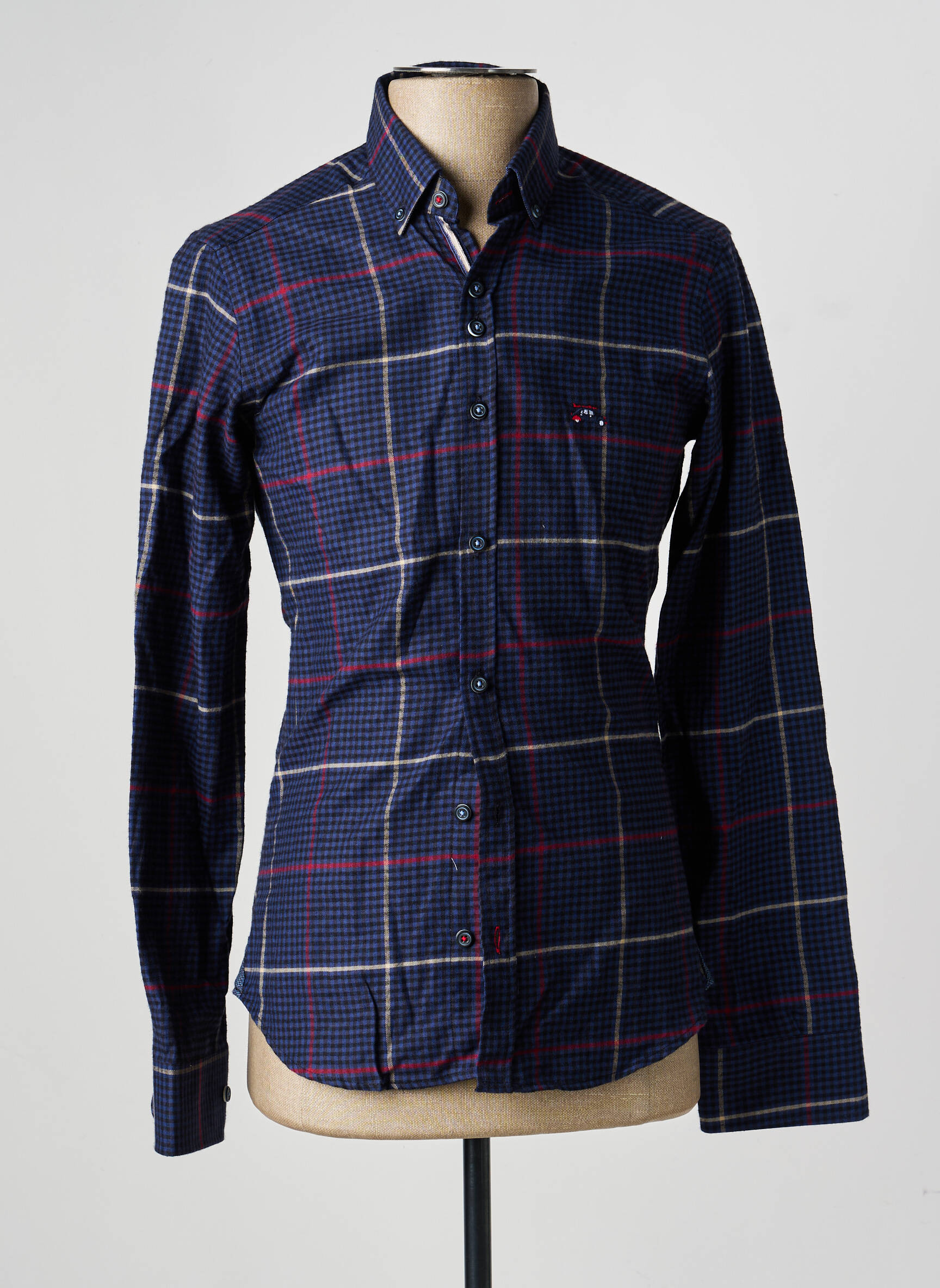 Chemise manches longues imprimé carreaux bleu THE SURFCAR homme