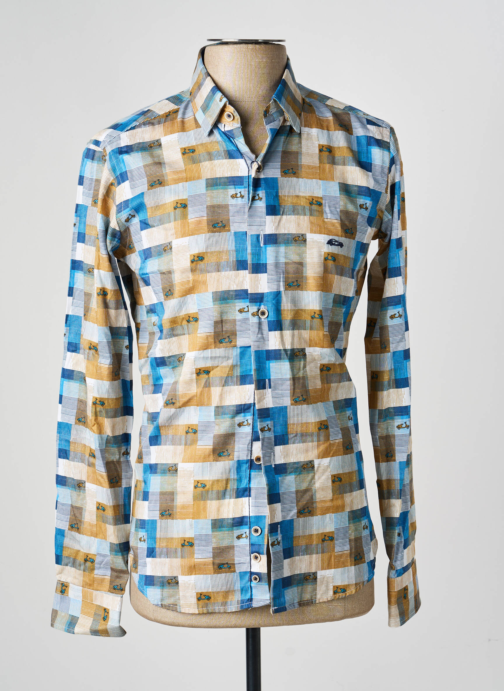 Chemise manches longues imprimé fantaisie bleu DARIO BELTRAN homme