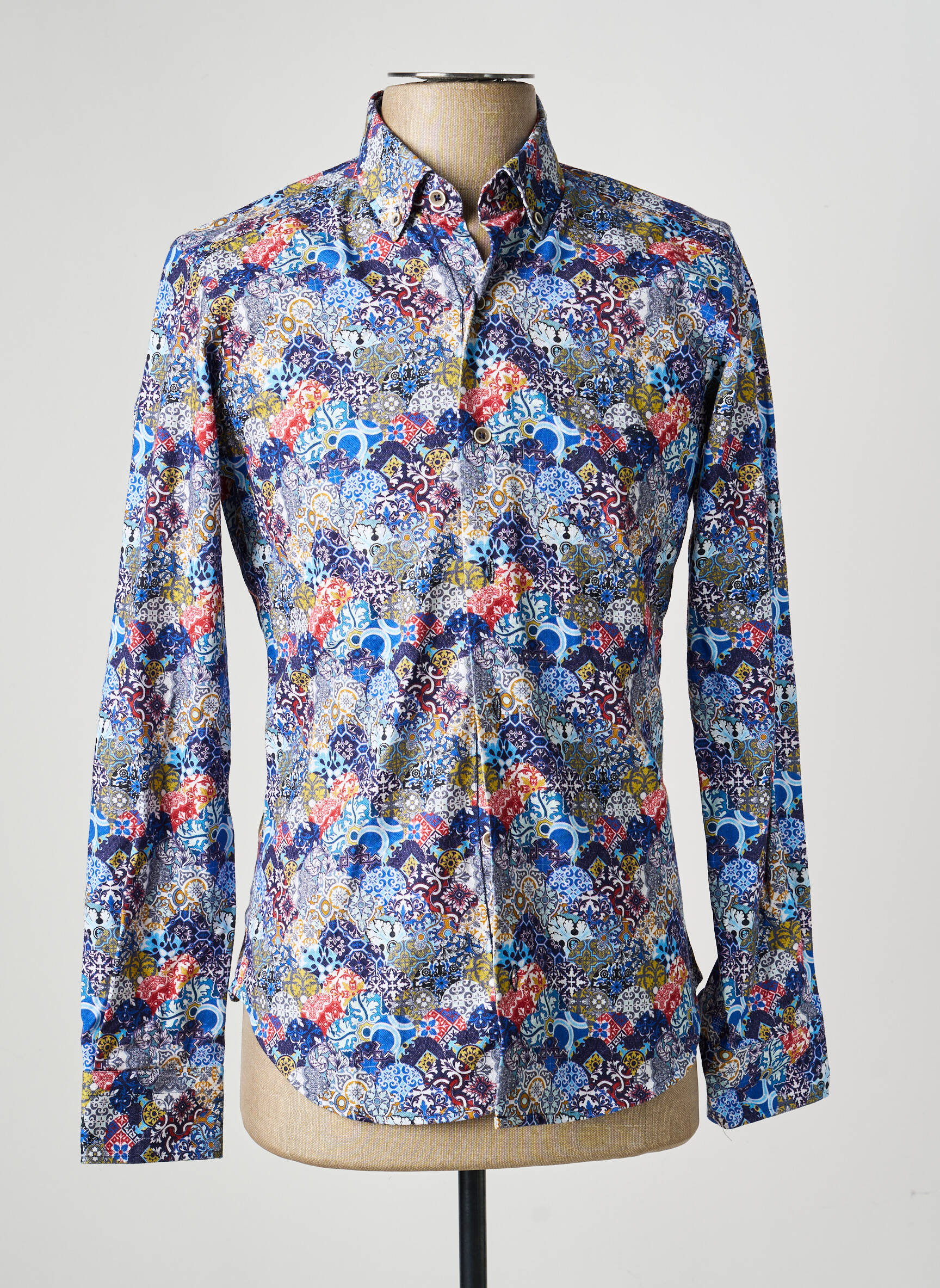Chemise manches longues imprimé fantaisie bleu DARIO BELTRAN homme
