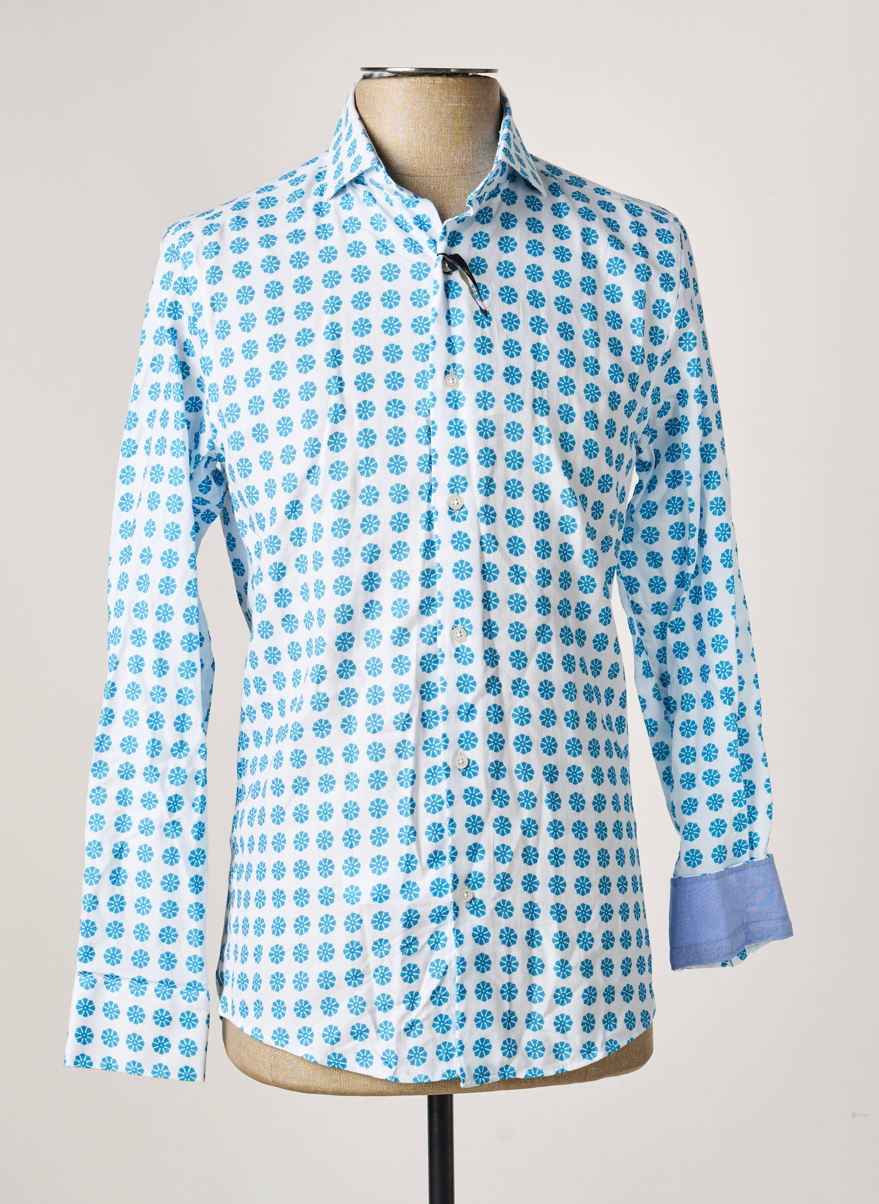 Chemise manches longues imprimé fantaisie bleu RECYCLED ART WORLD homme