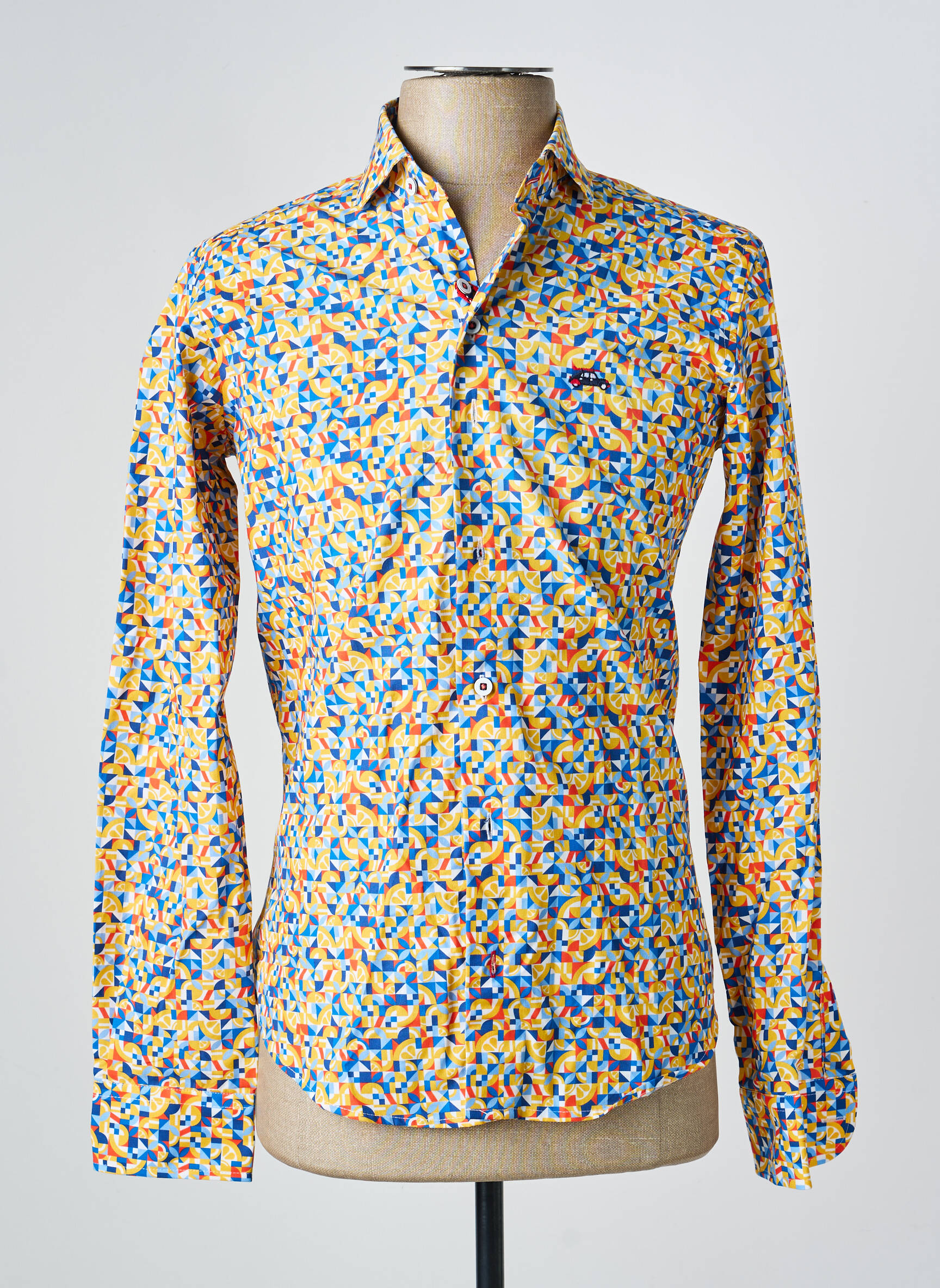 Chemise manches longues imprimé fantaisie jaune DARIO BELTRAN homme