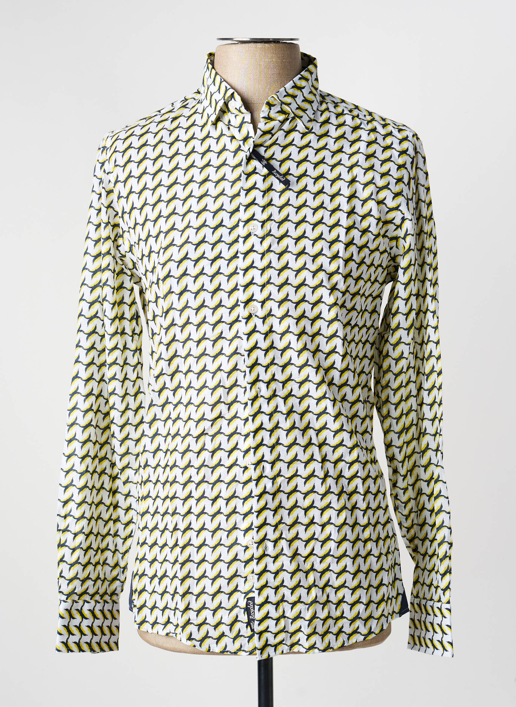 Chemise manches longues imprimé fantaisie jaune RECYCLED ART WORLD homme