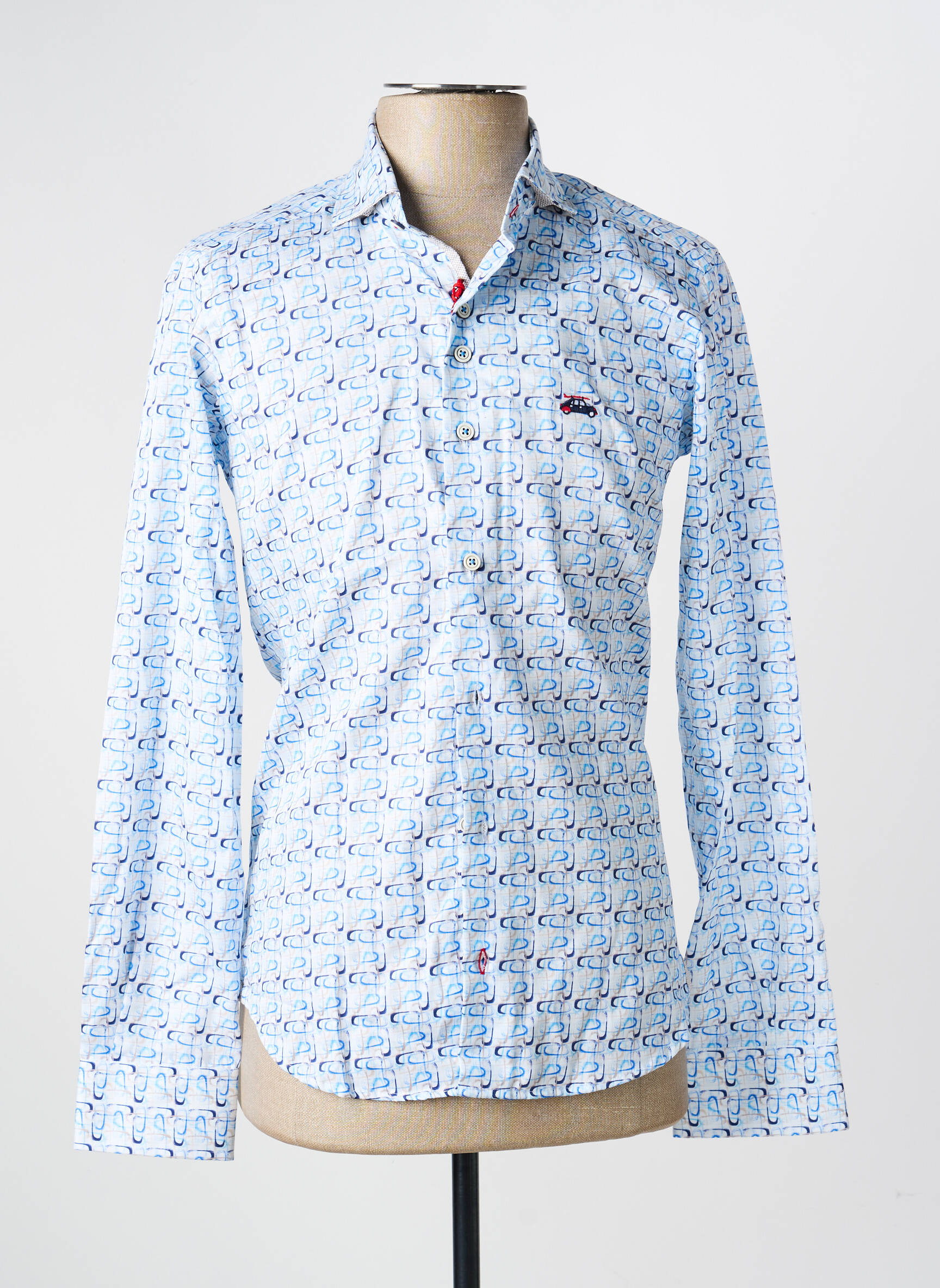 Chemise manches longues imprimé fantaisie bleu THE SURFCAR homme