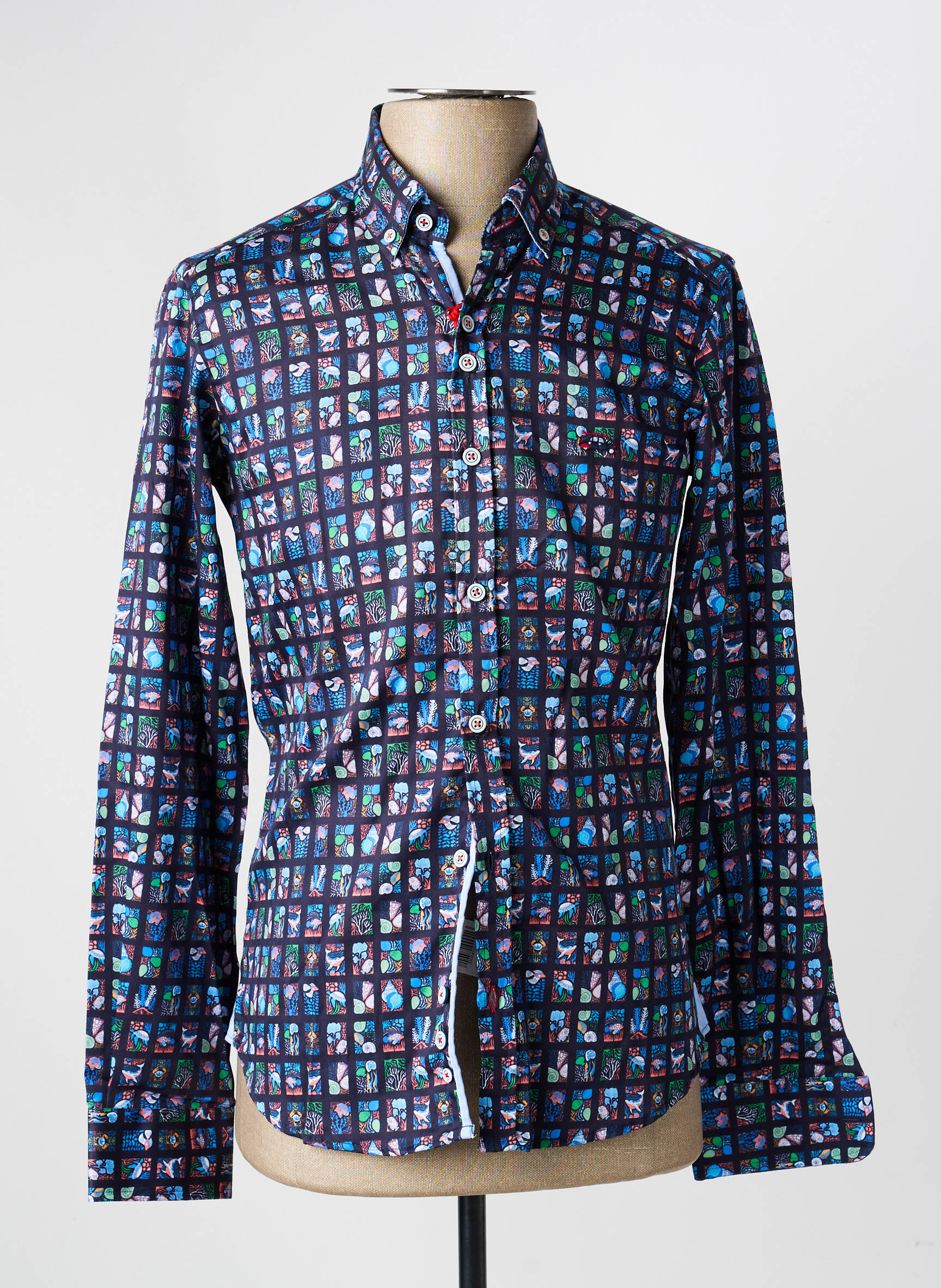 Chemise manches longues imprimé fantaisie bleu THE SURFCAR homme