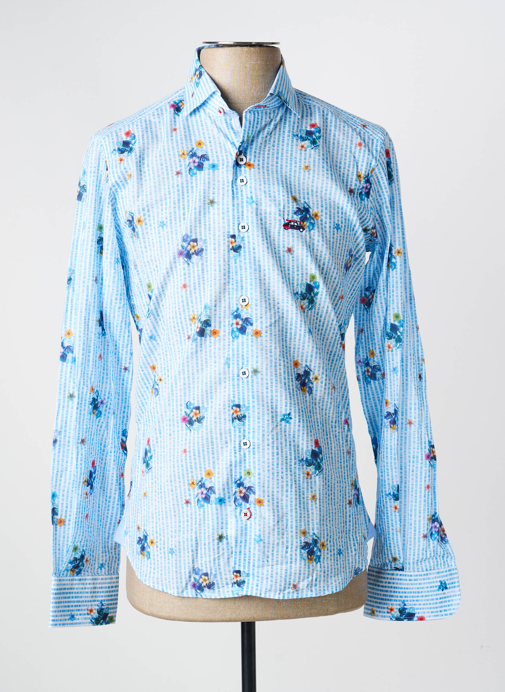 Chemise manches longues coupe cintrée bleu THE SURFCAR homme
