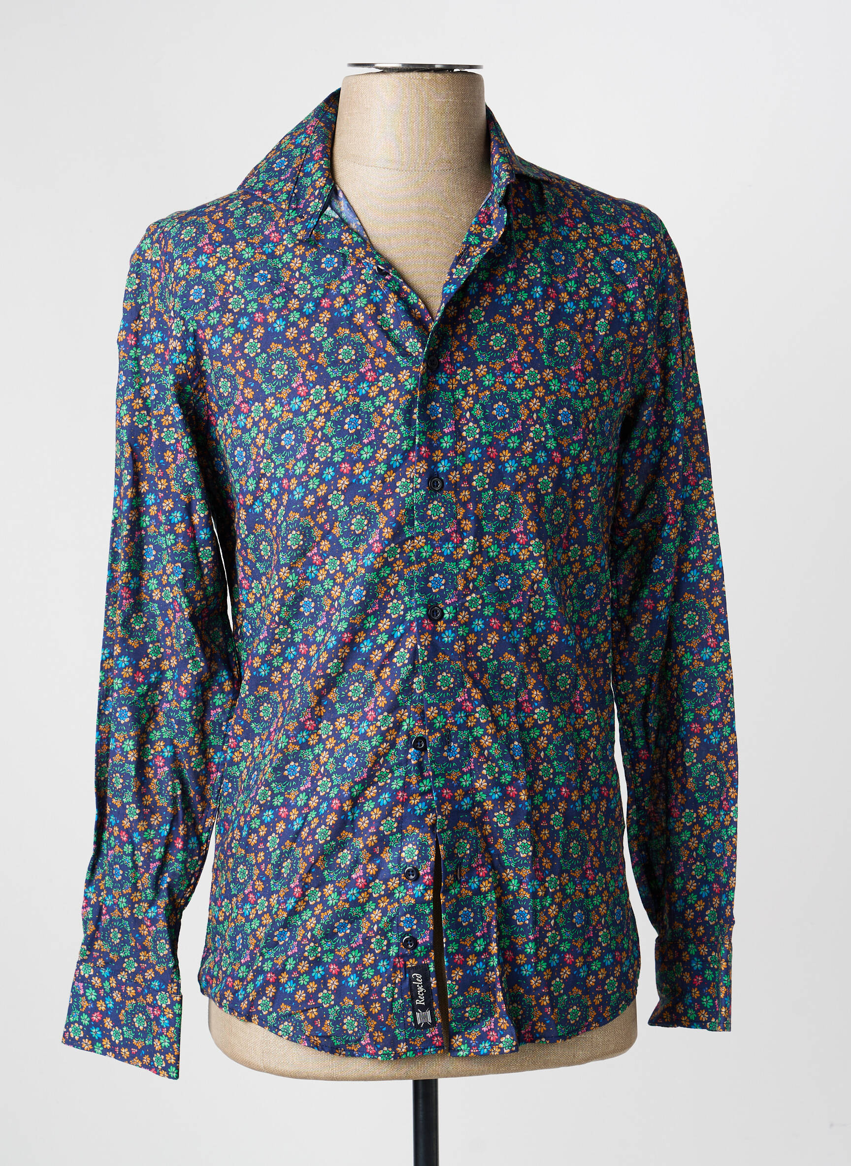 Chemise manches longues coupe cintrée bleu RECYCLED ART WORLD homme