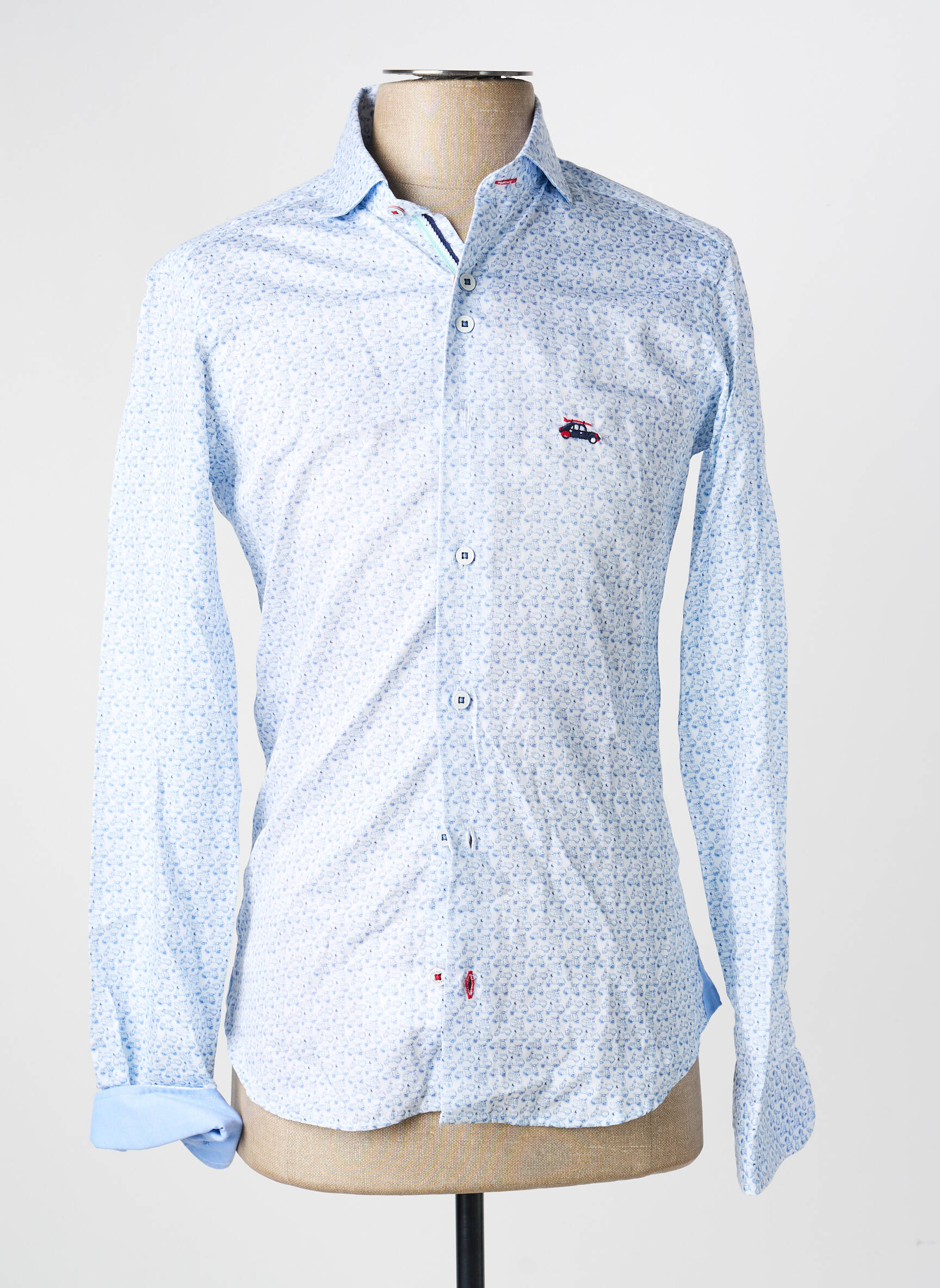 Chemise manches courtes imprimé fantaisie bleu THE SURFCAR homme
