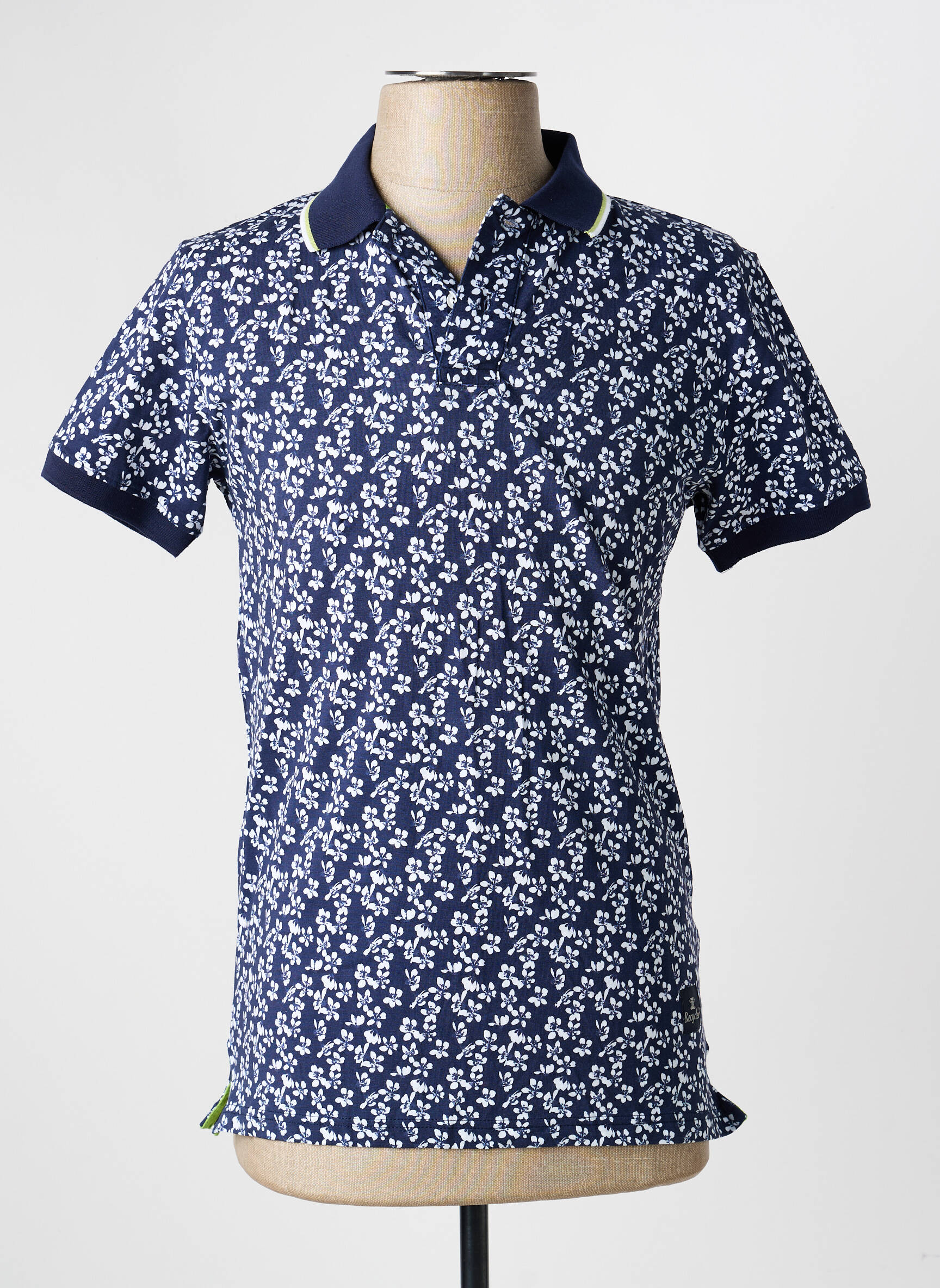 Polo tissage jersey manches courtes bleu RECYCLED ART WORLD homme