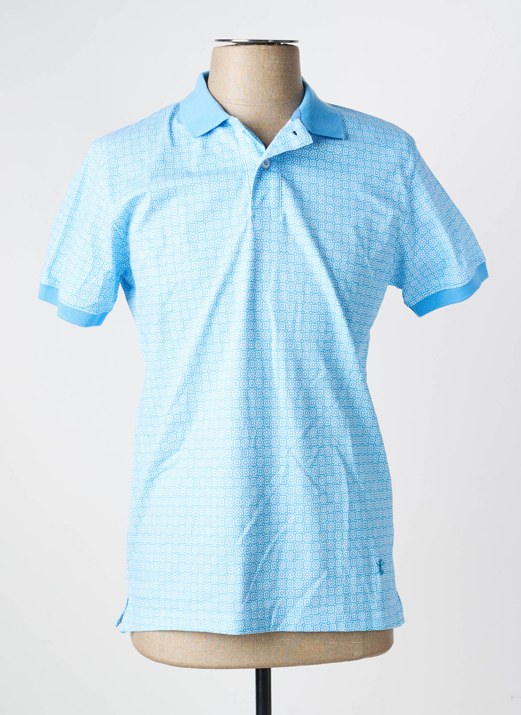 Polo tissage jersey manches courtes bleu RECYCLED ART WORLD homme