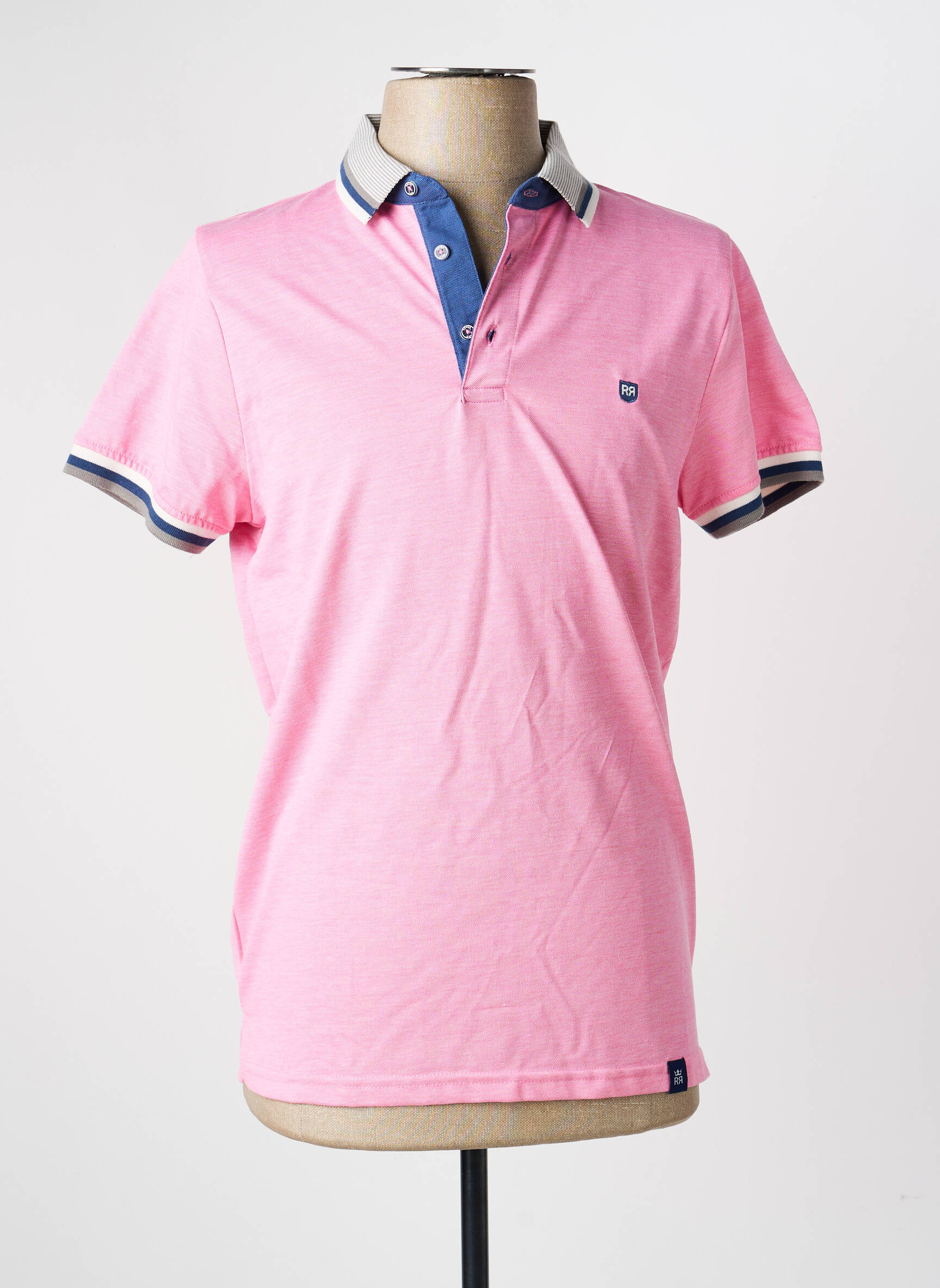 Polo tissage chiné manches courtes rose REVER MILE homme