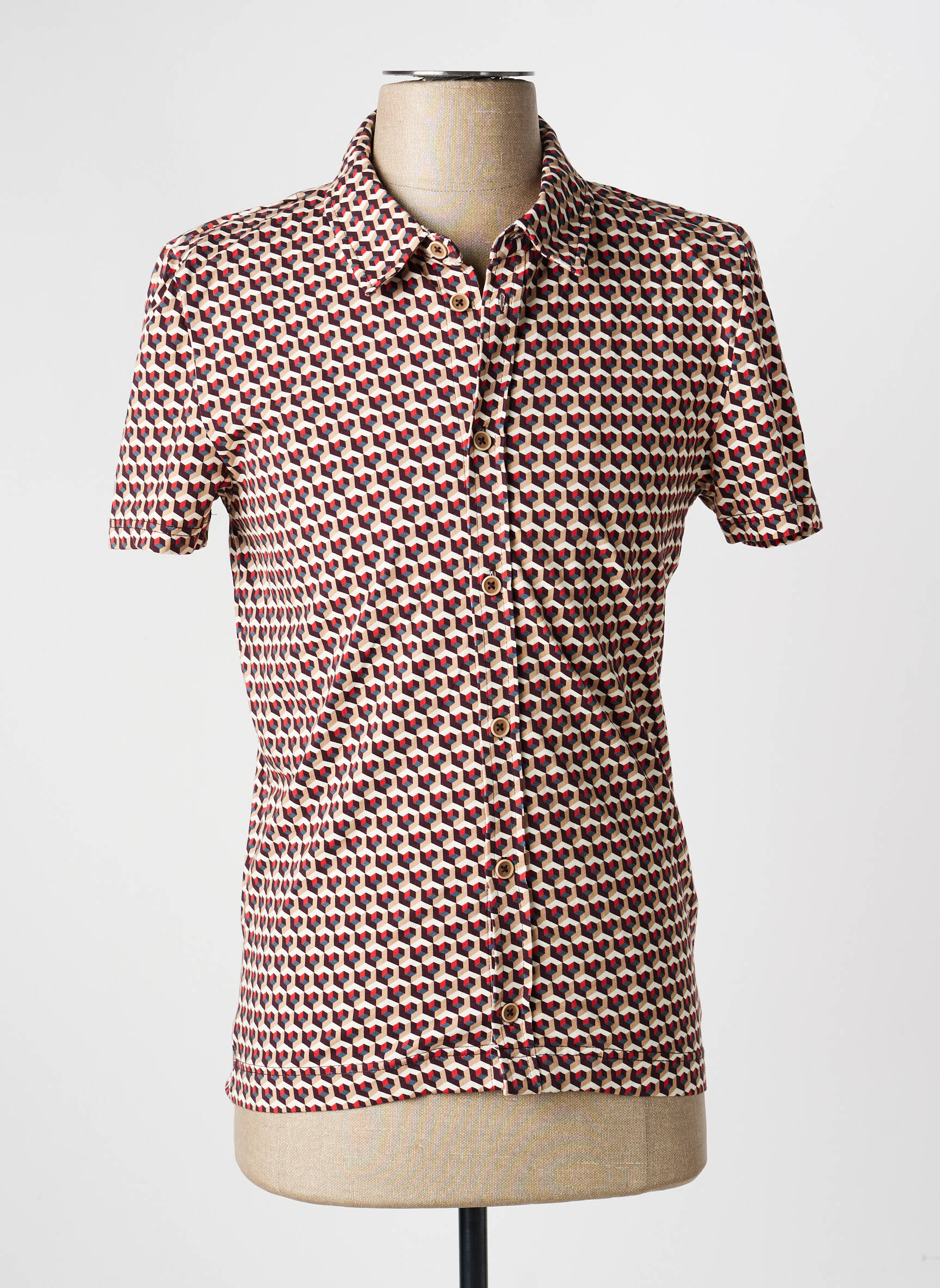 Chemise manches courtes coupe cintrée beige 4 FUNKY FLAVOURS homme
