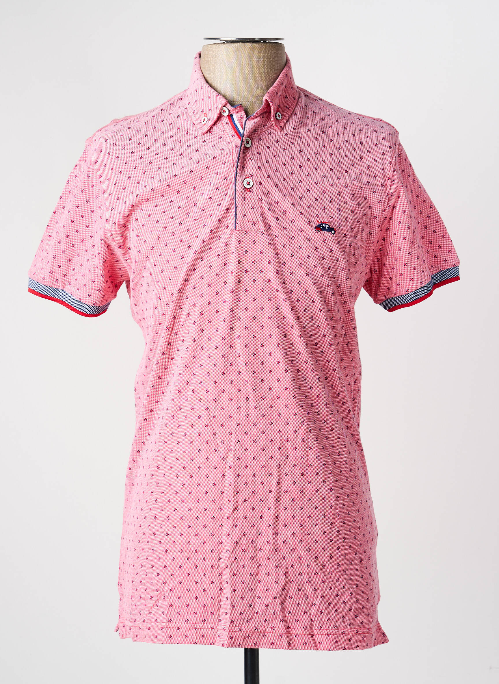 Polo tissage chiné manches courtes rouge THE SURFCAR homme
