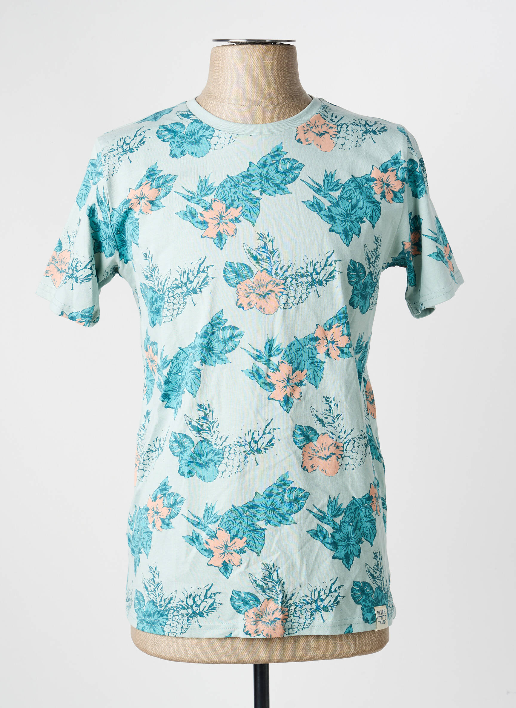 T-shirt coupe cintrée manches courtes bleu REVER FLOW homme