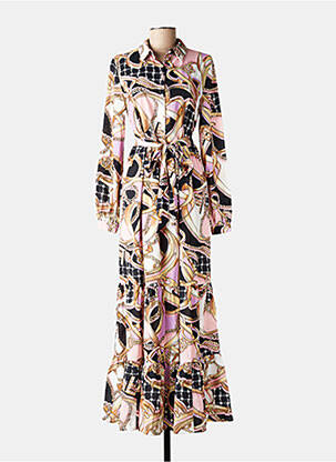 Robe longue manches longues manches longues beige FRACOMINA femme