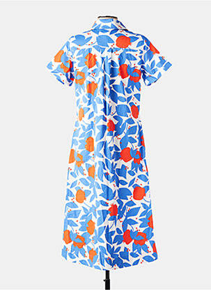 Robe mi-longue imprimé fleurs manches courtes bleu MADEMOISELLE YEYE femme