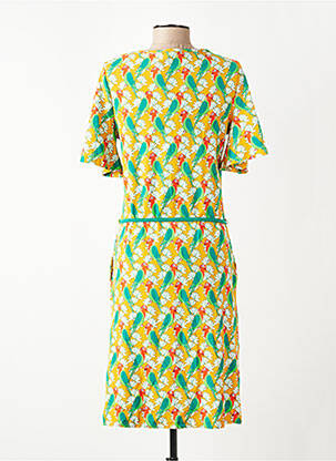 Robe mi-longue imprimé fantaisie manches courtes jaune BAKERY LADIES femme