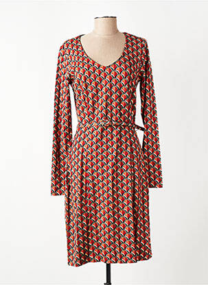 Robe mi-longue imprimé fantaisie manches longues orange 4 FUNKY FLAVOURS femme